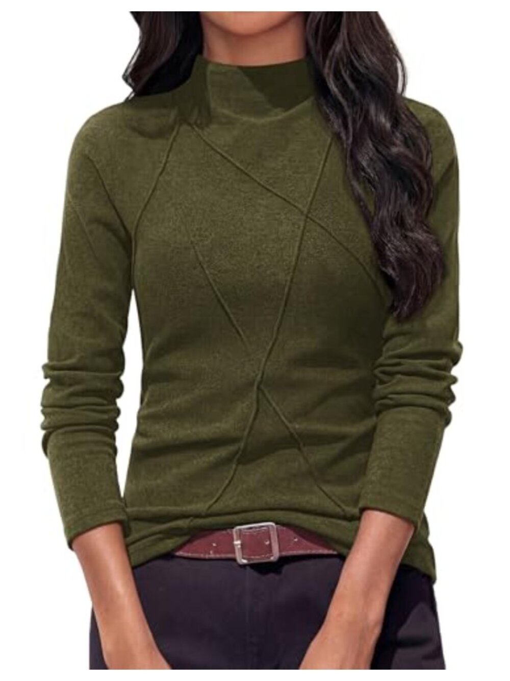 Mock Neck Long Sleeve Slim Fit Thermal Shirt for Women